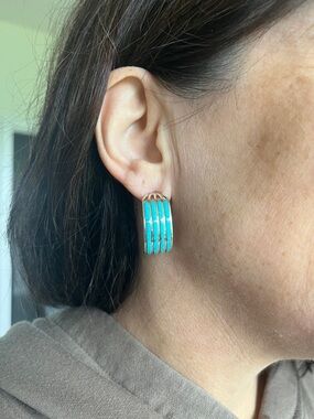 🪐 Sale Navajo Turquoise Hoop Earrings
